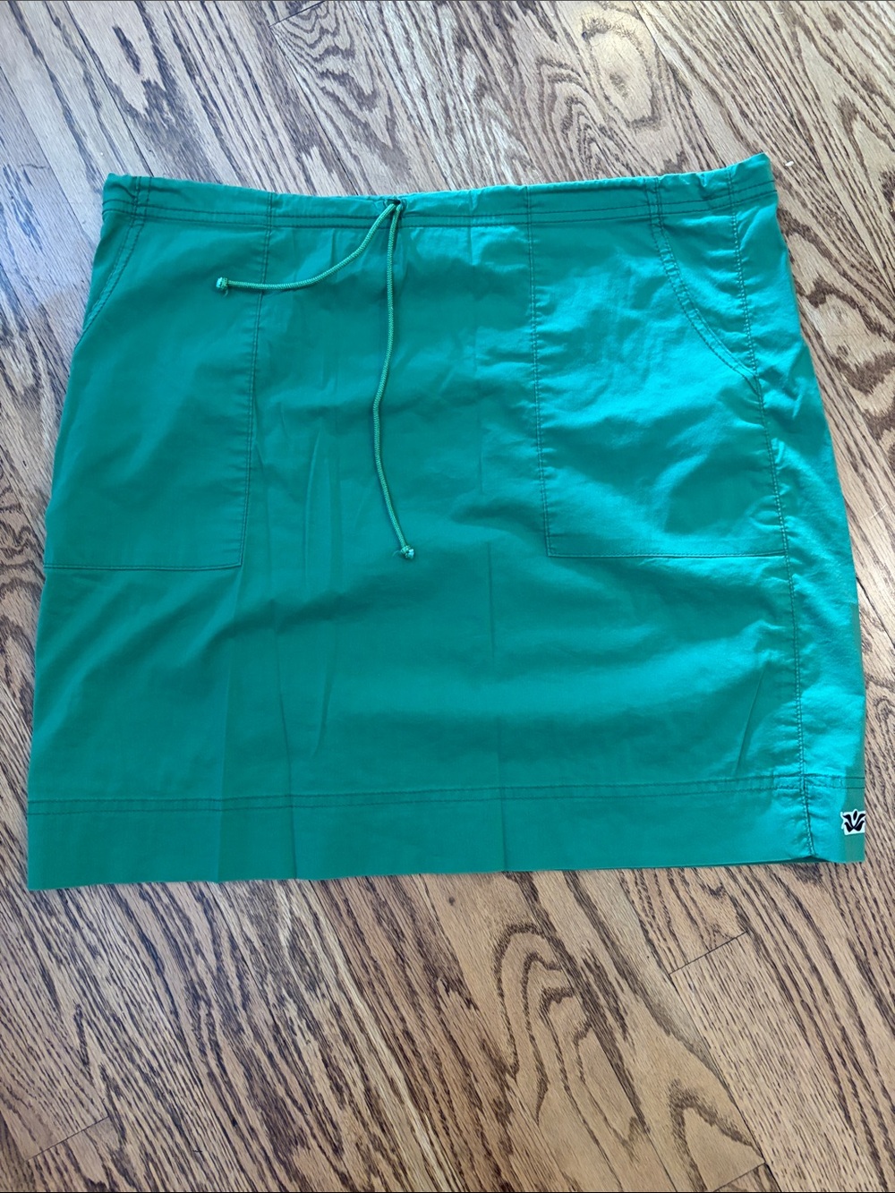 Green Drawstring Mini Skirt with Front Pockets